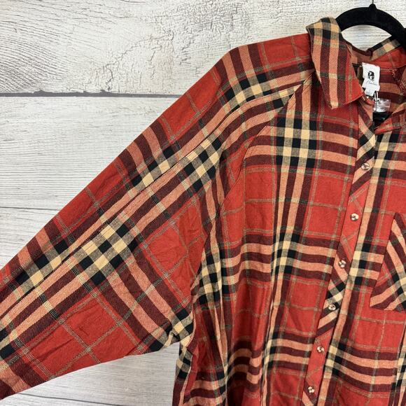 Flawless Plus Size Rust Plaid Button Up Flannel Top Size Large - Picture 2 of 9